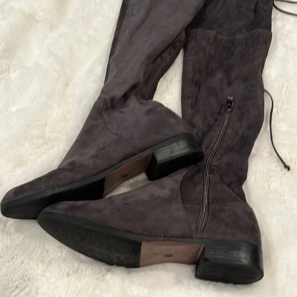 Catherine Maladrino Gray Over-The-Knee Boots, worn once indoors